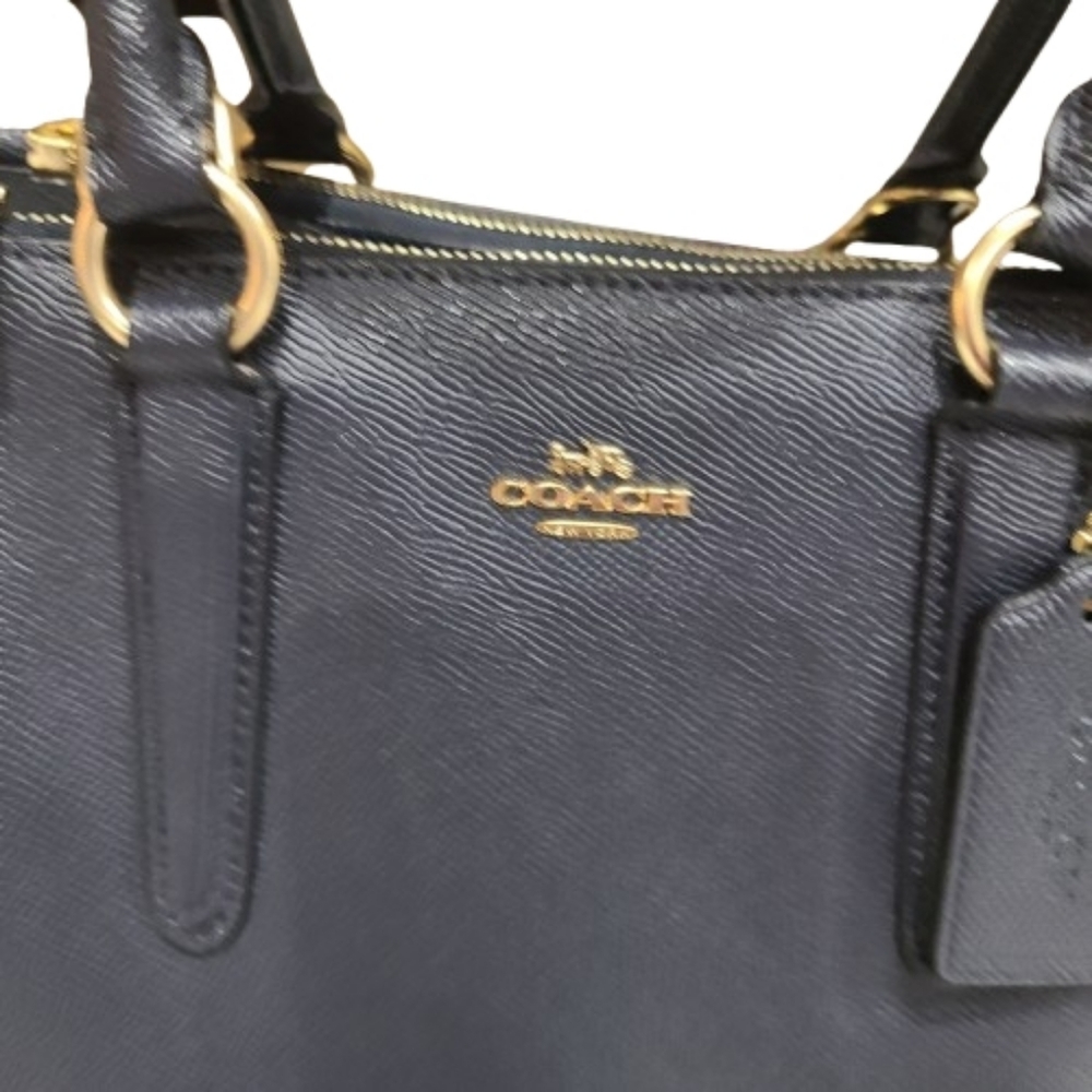 Coach Crosby Carryall Crossgrain Leather Tote Midnight Navy Satchel Shoulder Bag - Picture 2 of 16